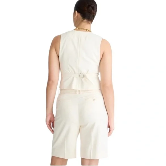 NEW J. CREW High-rise trouser short in city twill in Cream Size 10